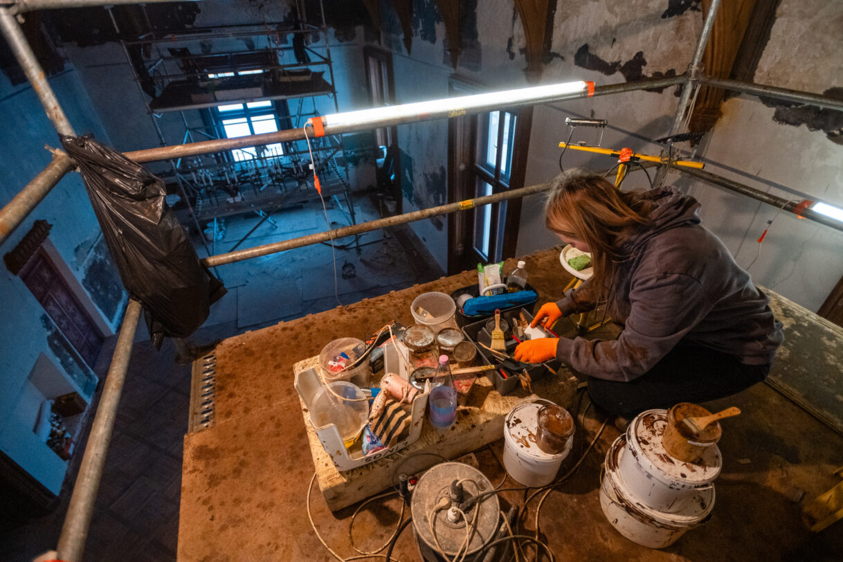 Valgomojo lubų restauravimo eiga