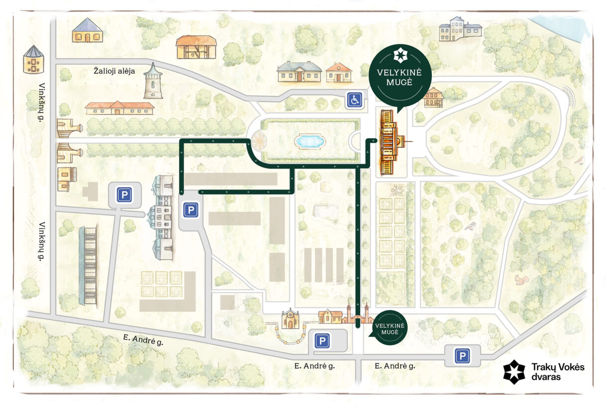 Velykinės mugės ir automobilių parkavimo žemėlapis
