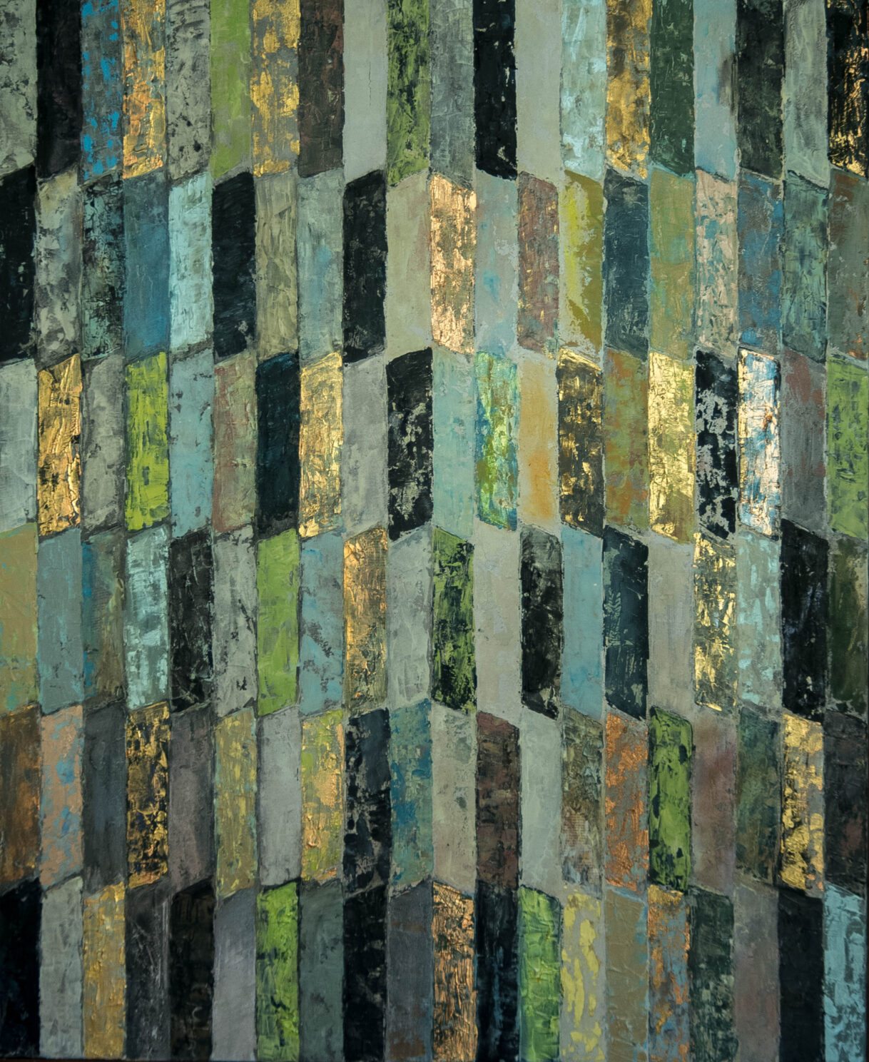 Dar įskaitoma, 2022 · 100 × 120 cm · mišri technika, popieriaus koliažas, drobė